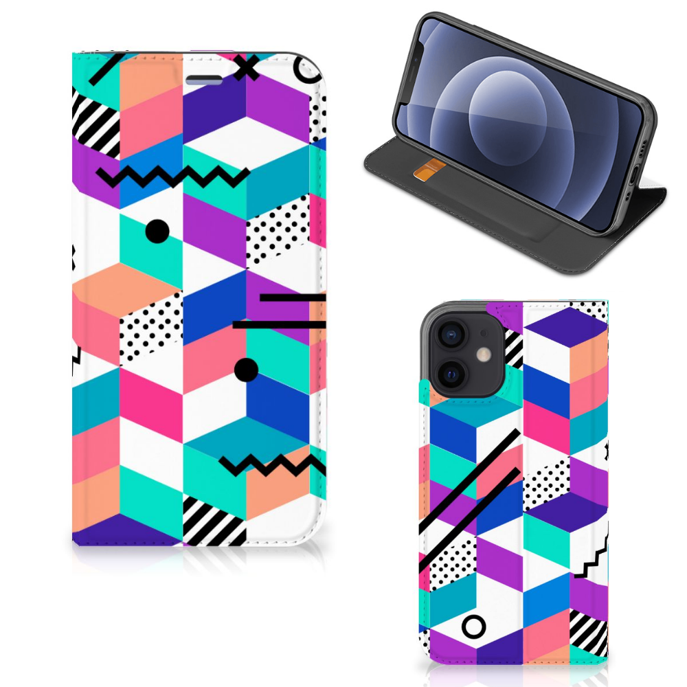 iPhone 12 Mini Stand Case Blokken Kleurrijk - B2C Telecom