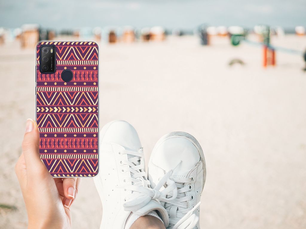 Alcatel 1S (2021) TPU bumper Aztec Paars B2C Telecom