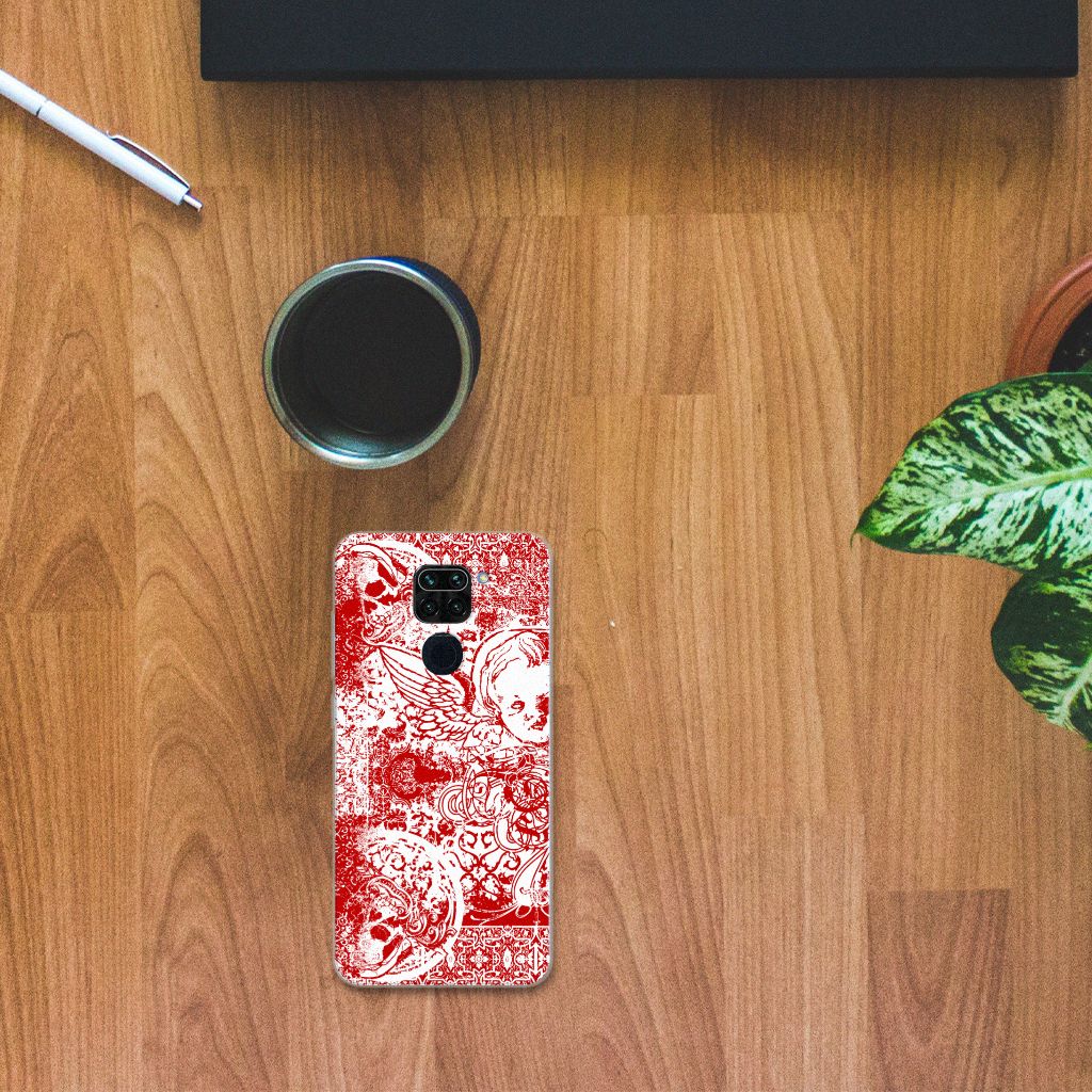 Silicone Back Case Xiaomi Redmi Note9 Angel Skull Rood B2C Telecom