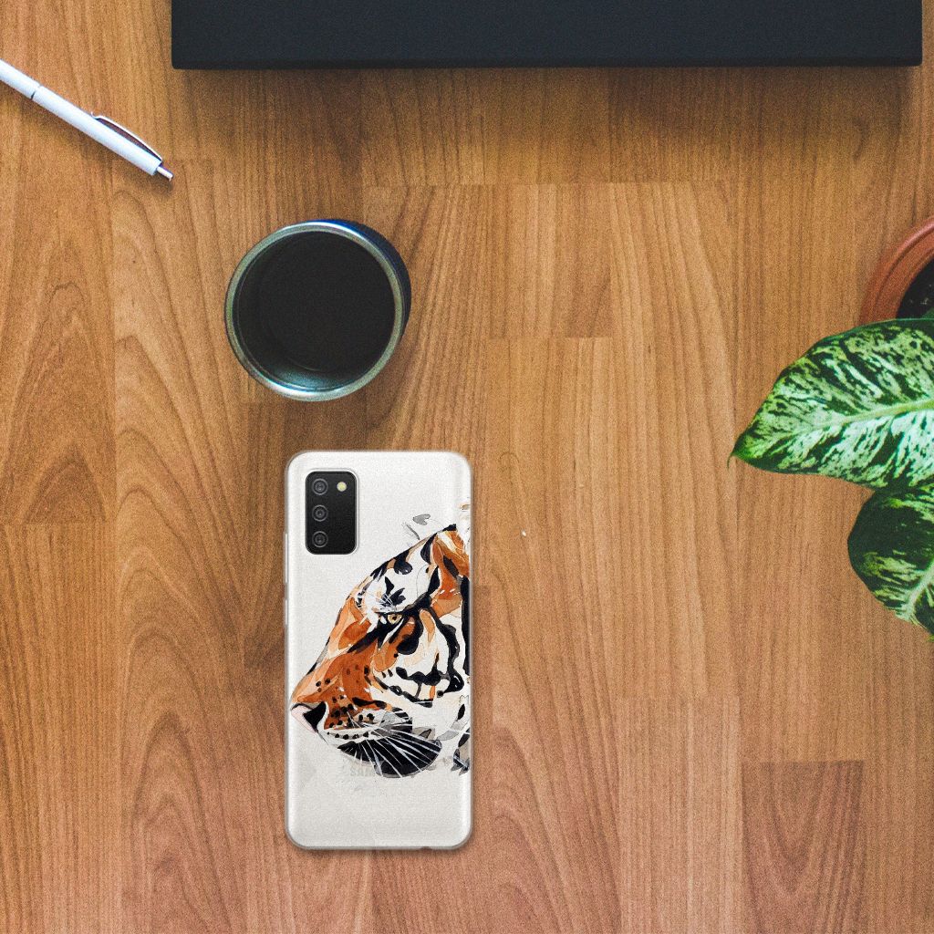 Hoesje maken Samsung Galaxy A02s Watercolor Tiger B2C Telecom