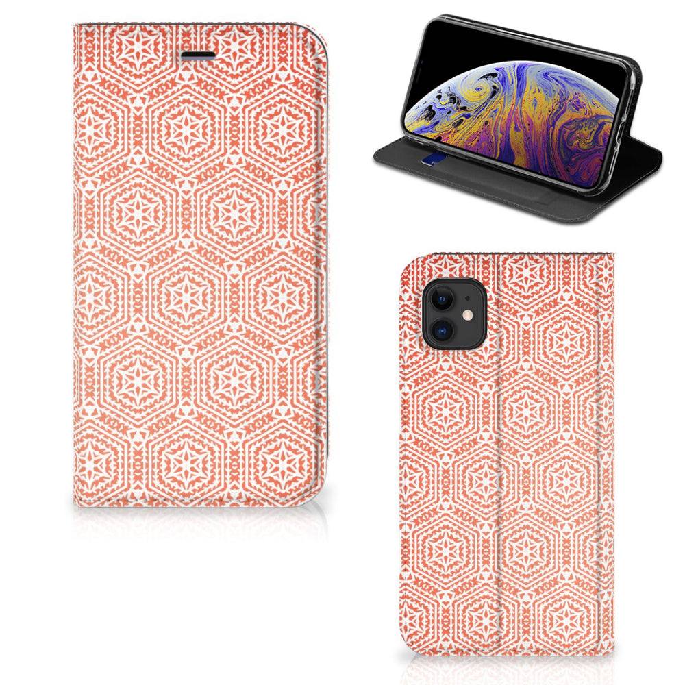 Apple iPhone 11 Hoesje met Magneet Pattern Orange