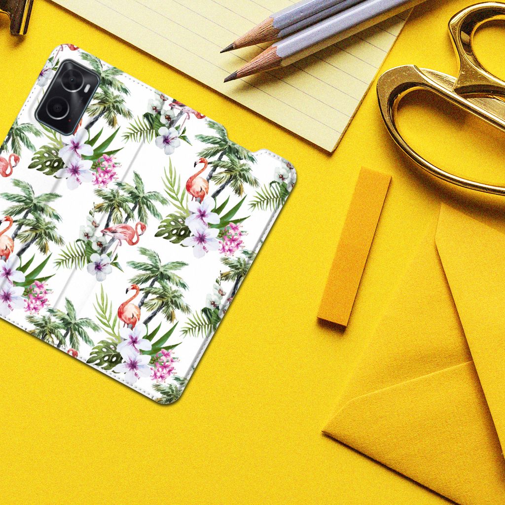 OPPO A96 | A76 Hoesje maken Flamingo Palms - B2C Telecom