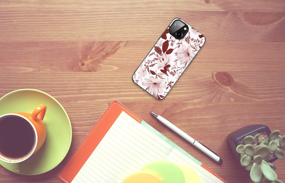 Kleurrijke Telefoonhoesje Apple iPhone 13 | iPhone 14 Watercolor Flowers B2C Telecom
