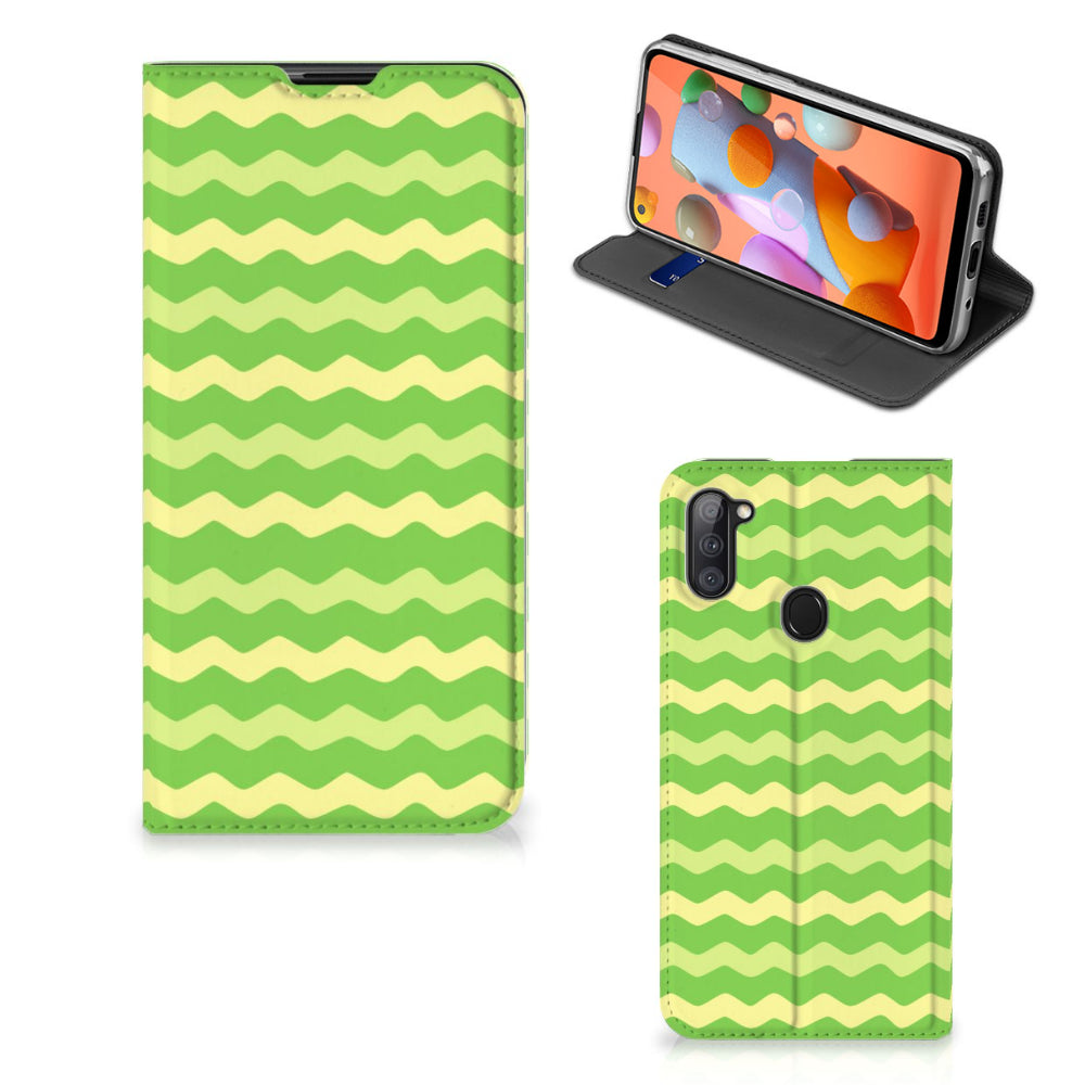 Samsung Galaxy M11 | A11 Hoesje met Magneet Waves Green