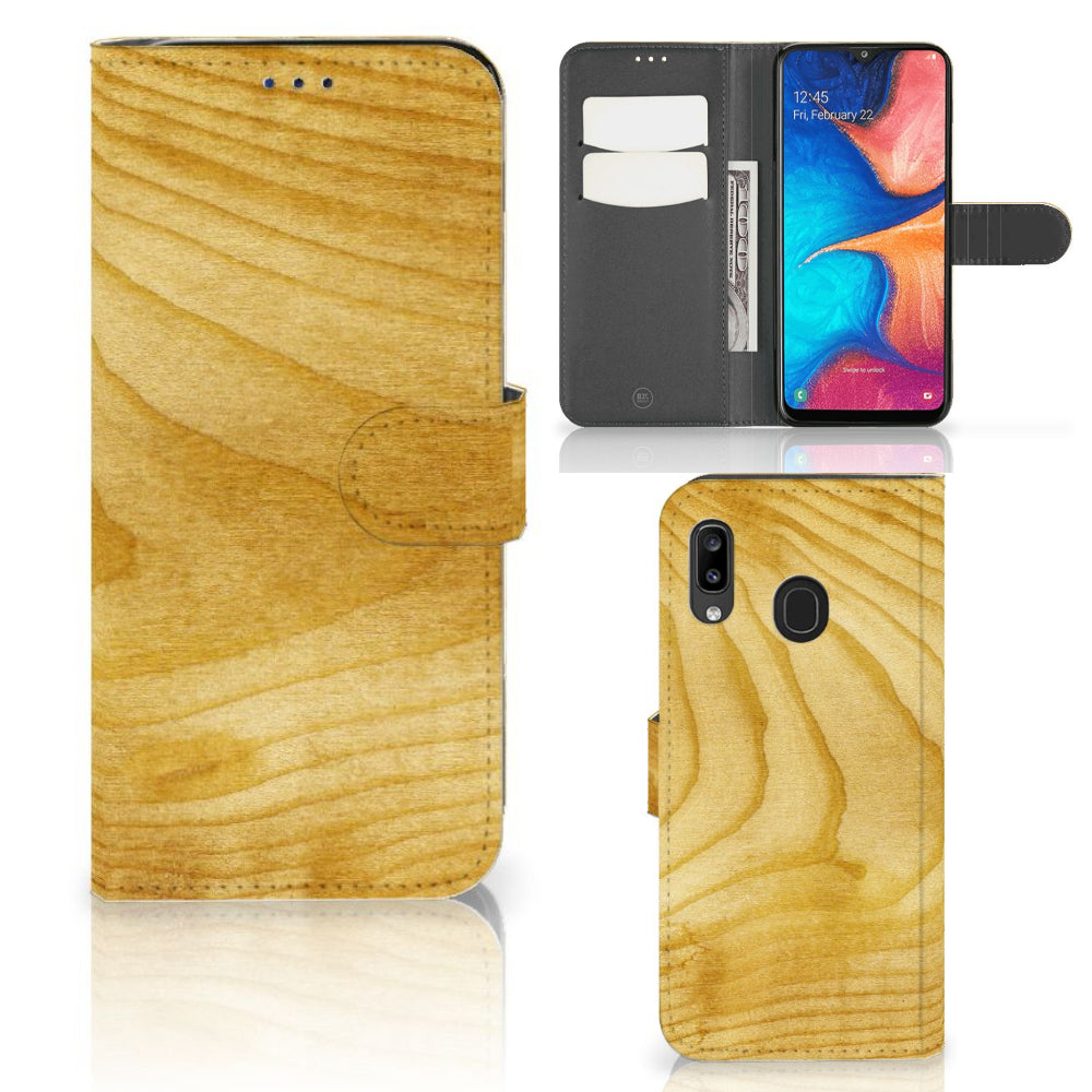 Samsung Galaxy A30 Book Style Case Licht Hout
