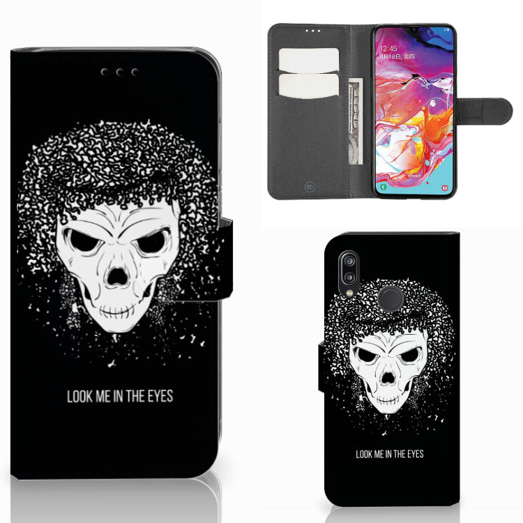 Telefoonhoesje met Naam Samsung Galaxy A70 Skull Hair