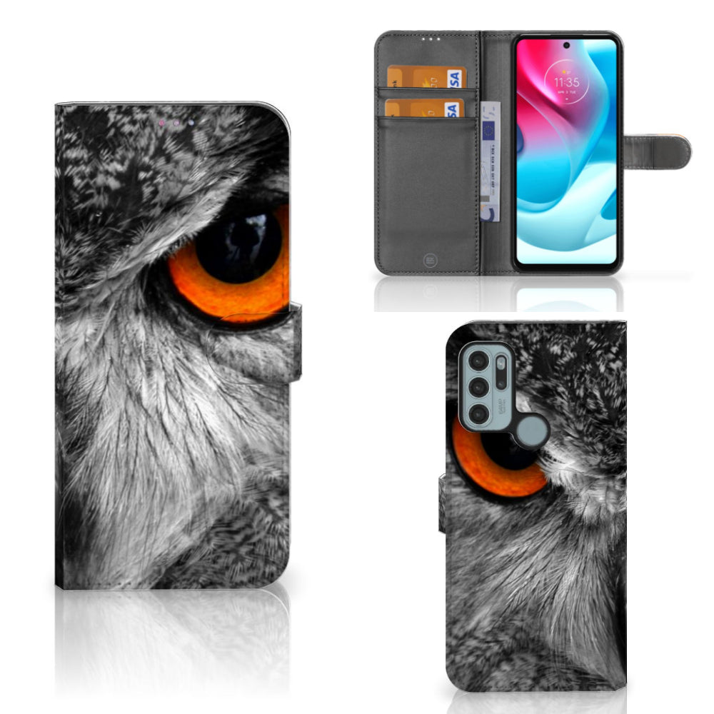 Motorola Moto G60s Telefoonhoesje met Pasjes Uil