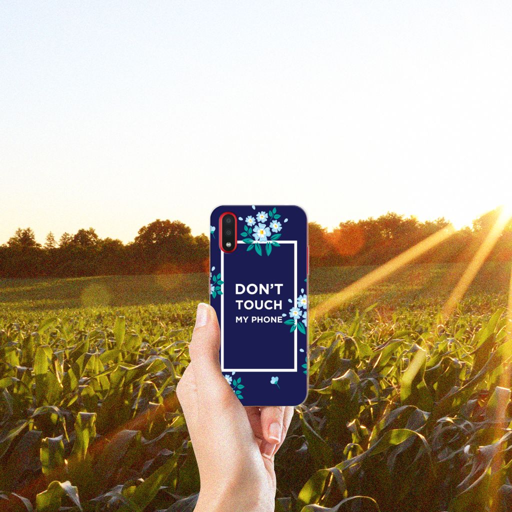 Samsung Galaxy A01 Silicone-hoesje Flowers Blue DTMP B2C Telecom