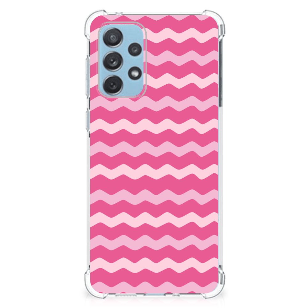 Samsung Galaxy A73 Doorzichtige Silicone Hoesje Waves Pink B2C Telecom