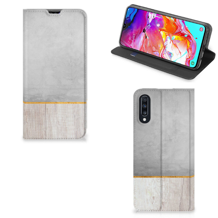 Samsung Galaxy A70 Book Wallet Case Wood Concrete