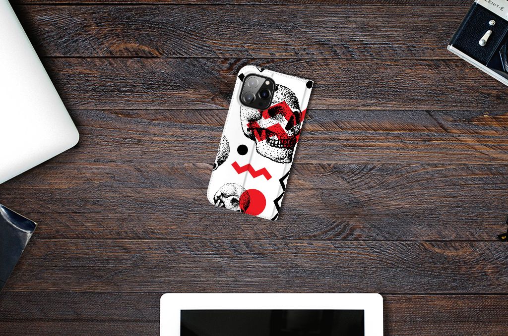 Mobiel BookCase iPhone 14 Pro Max Skull Red - B2C Telecom