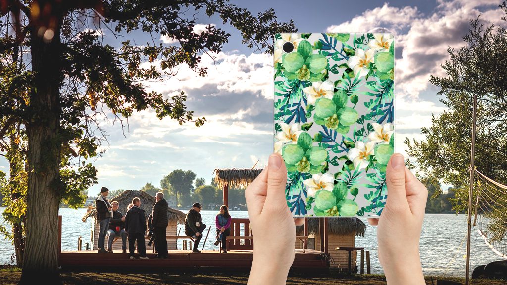 Samsung Galaxy Tab A8 2021/2022 Siliconen Hoesje Orchidee Groen