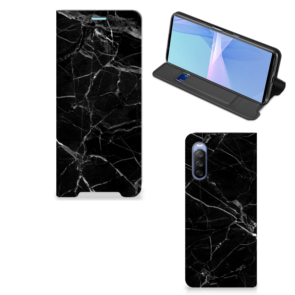 Sony Xperia 10 III Standcase Marmer Zwart - Origineel Cadeau Vader - B2C Telecom