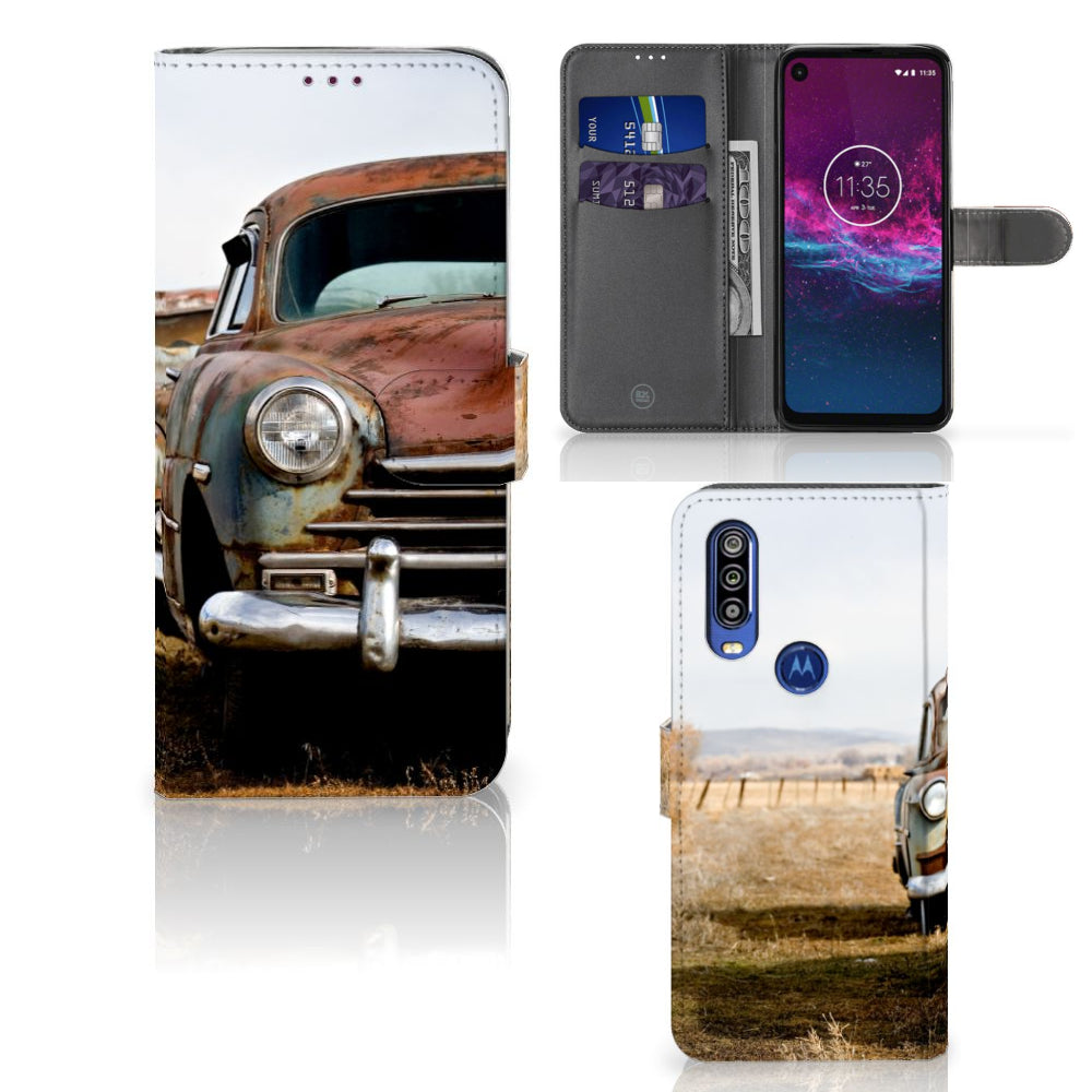 Motorola One Action Telefoonhoesje met foto Vintage Auto