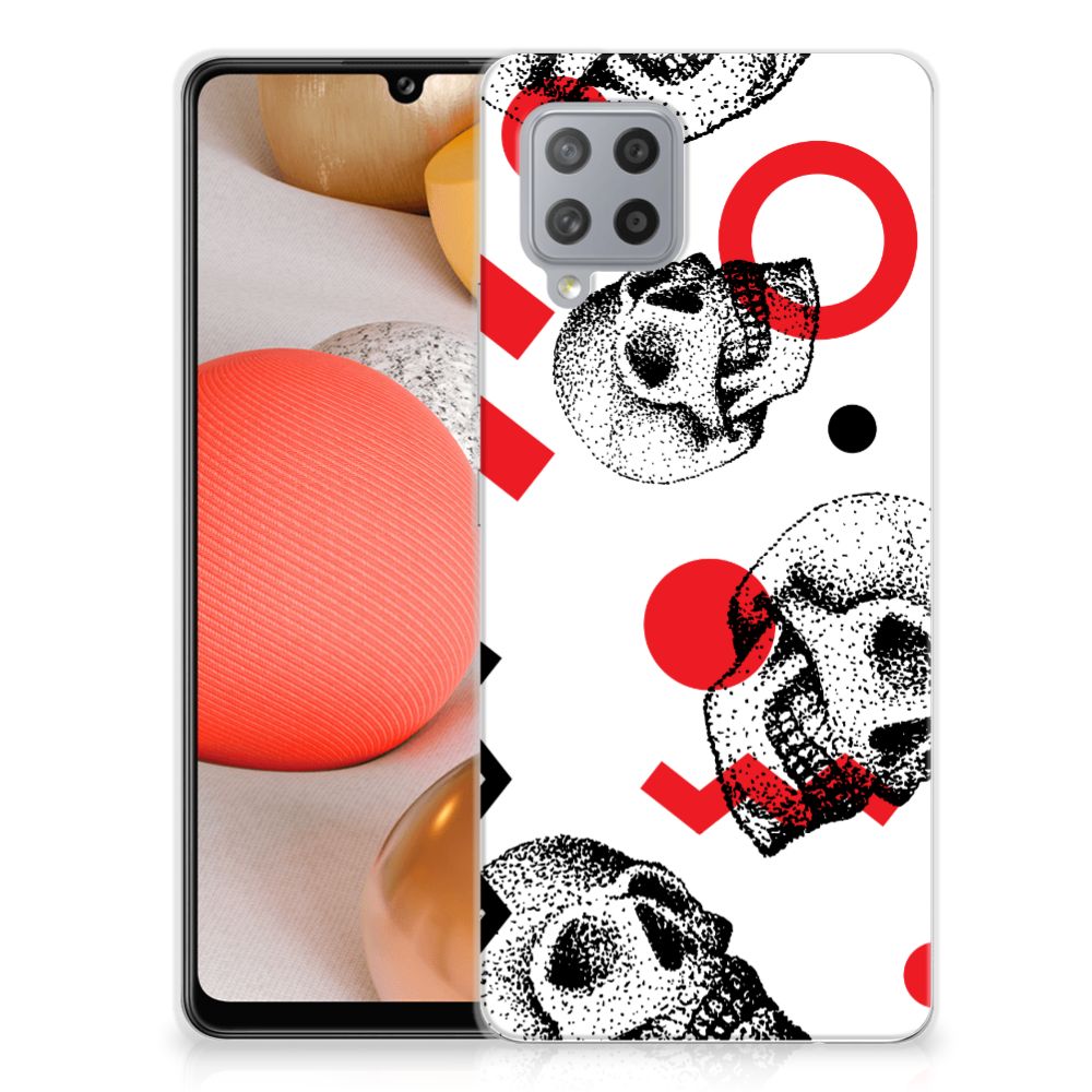 Silicone Back Case Samsung Galaxy A42 Skull Red