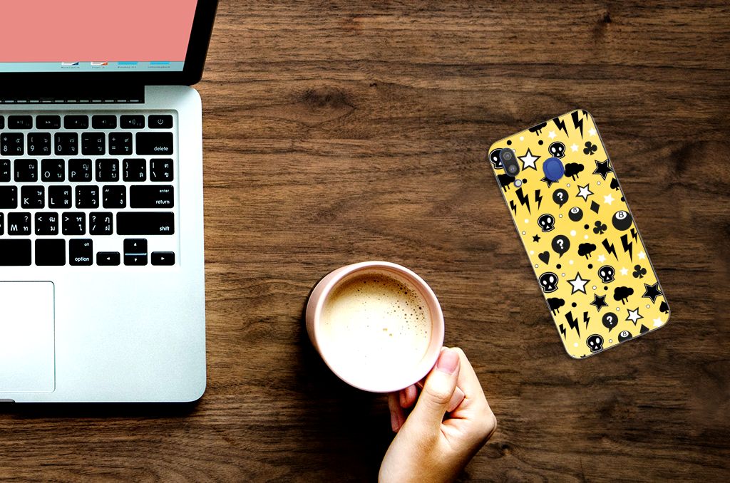 Silicone Back Case Samsung Galaxy M20 (Power) Punk Geel