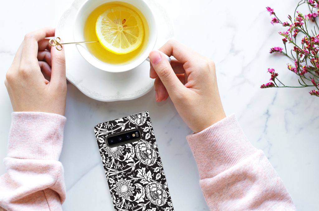 Samsung Galaxy S10 Smart Cover Black Flowers