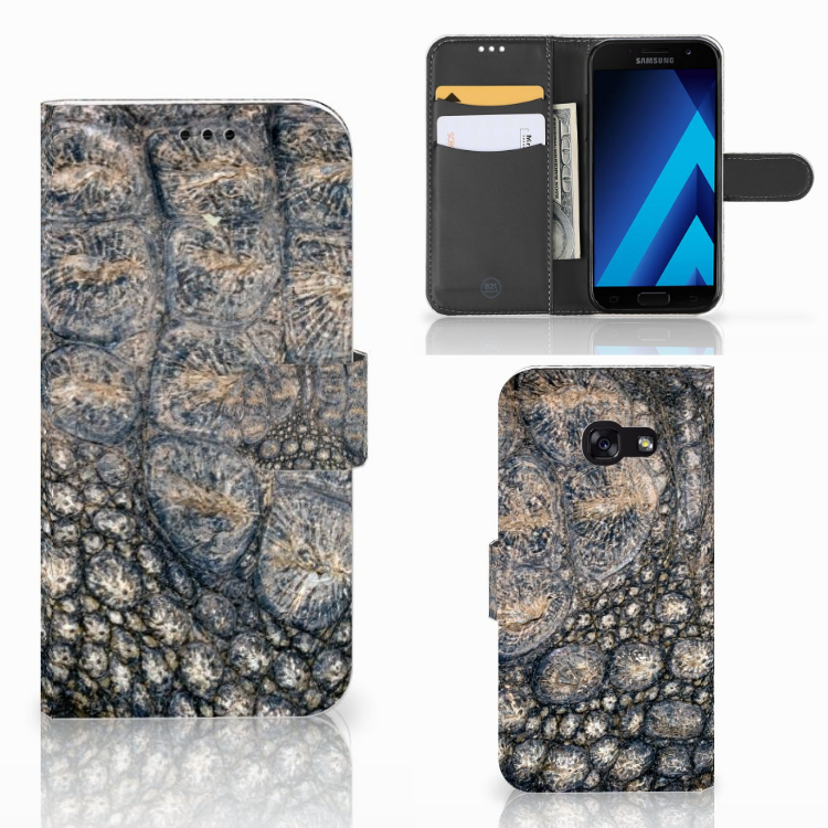 Samsung Galaxy A5 2017 Telefoonhoesje met Pasjes Krokodillenprint