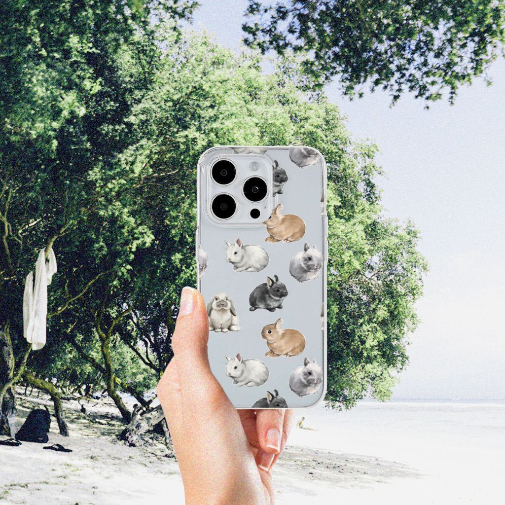 TPU Hoesje voor iPhone 15 Pro Max Konijntjes met schattige konijnen in een vrolijk design đ°.