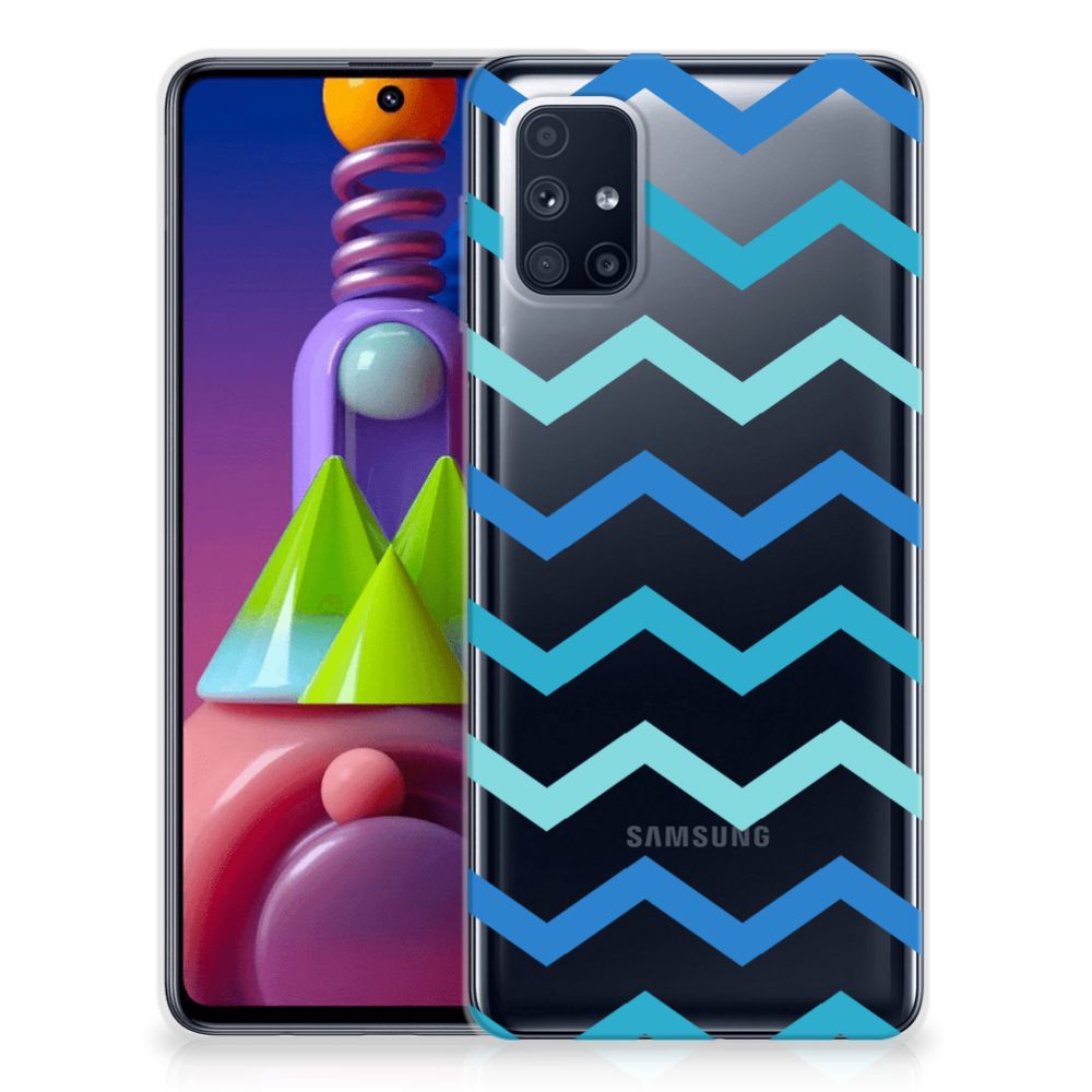 Samsung Galaxy M51 TPU bumper Zigzag Blauw