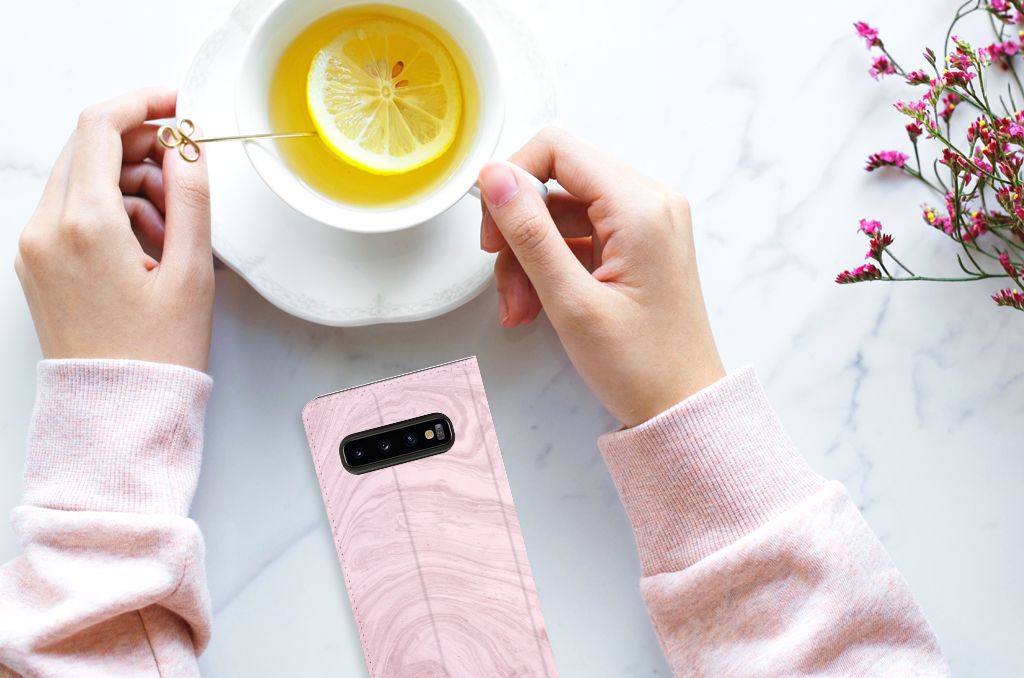Samsung Galaxy S10 Standcase Marble Pink - Origineel Cadeau Vriendin