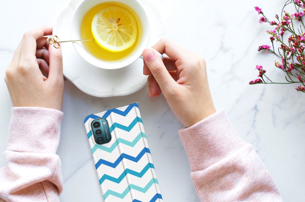 Nokia G11 | G21 Hoesje met Magneet Zigzag Blauw - B2C Telecom