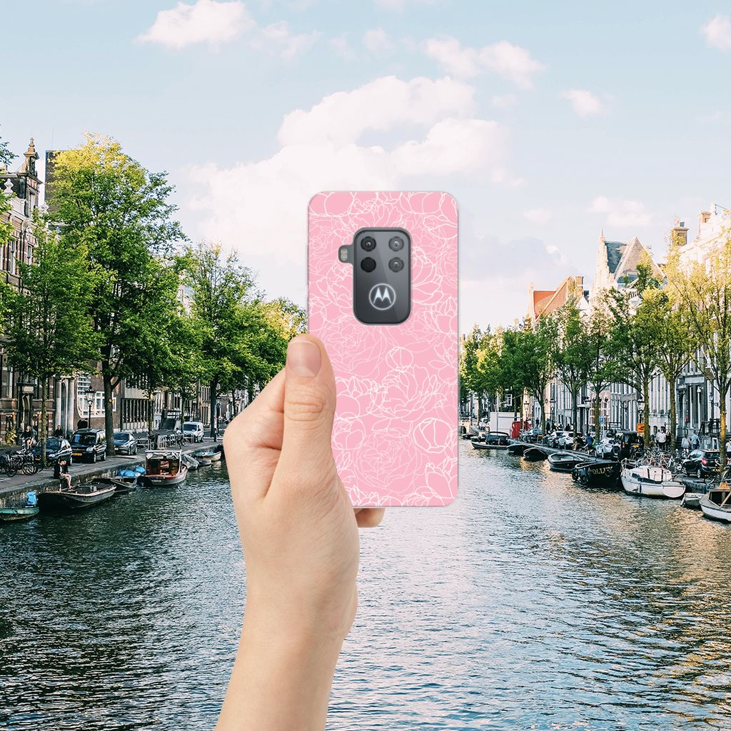Motorola One Zoom TPU Case White Flowers