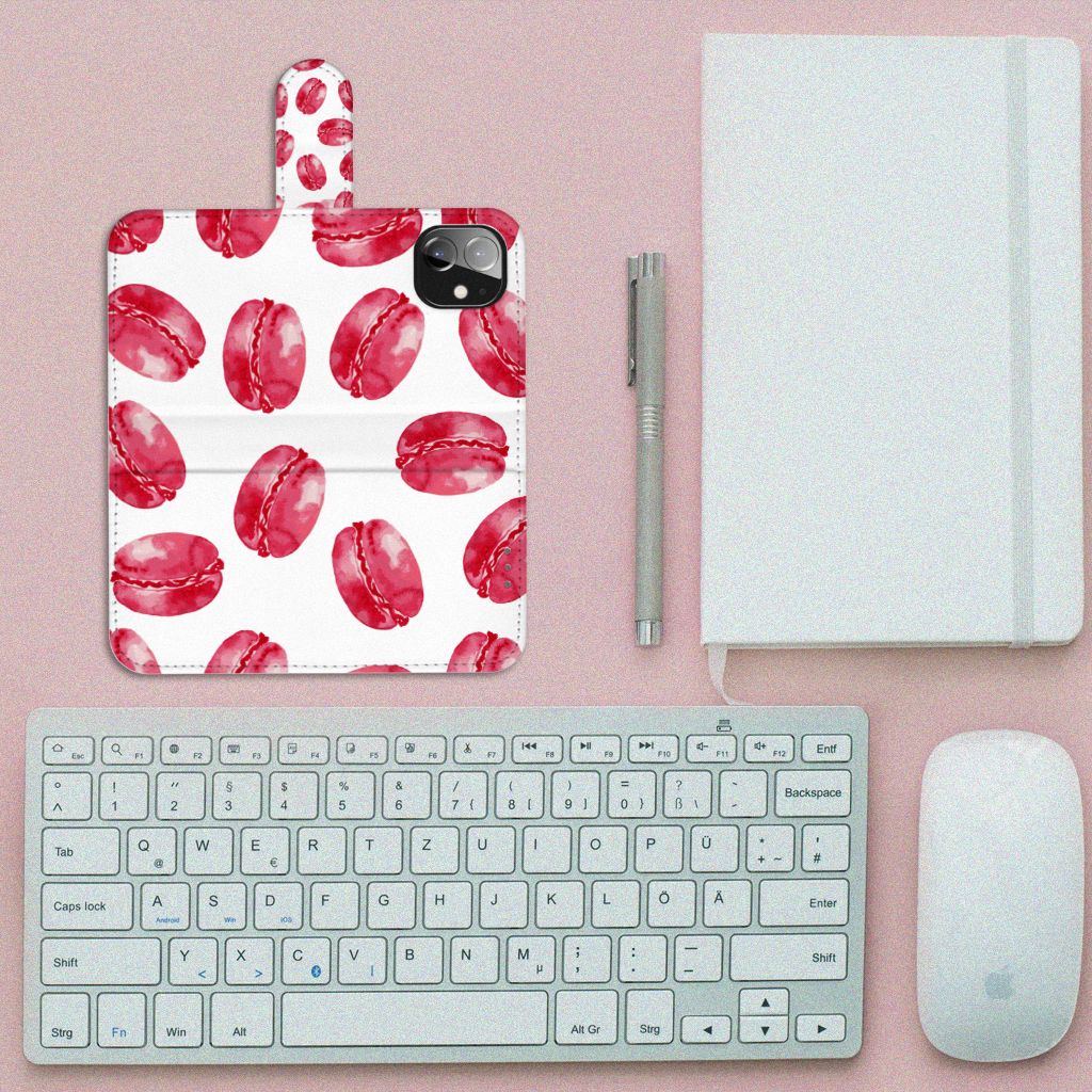 Apple iPhone 12 Mini Book Cover Pink Macarons