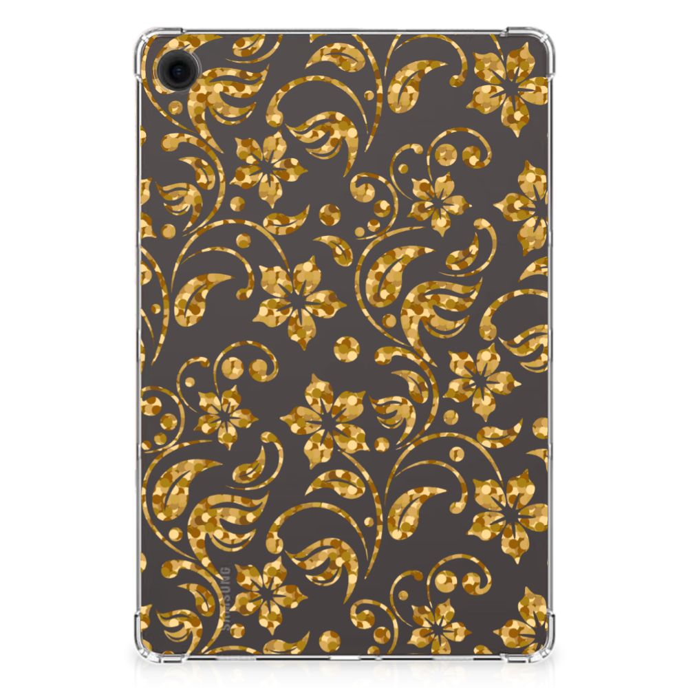 Samsung Galaxy Tab A9 Plus Siliconen Hoesje Gouden Bloemen