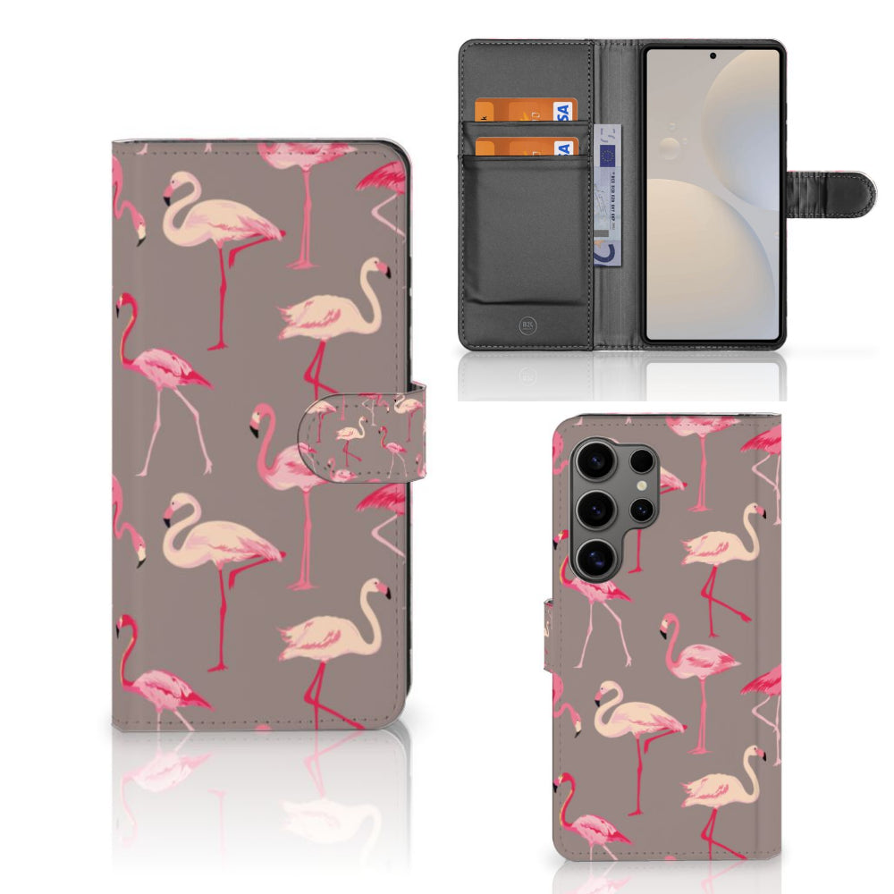 Samsung Galaxy S25 Ultra Telefoonhoesje met Pasjes Flamingo