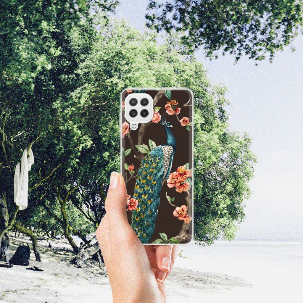 Samsung Galaxy A22 4G | M22 TPU Hoesje Pauw met Bloemen B2C Telecom