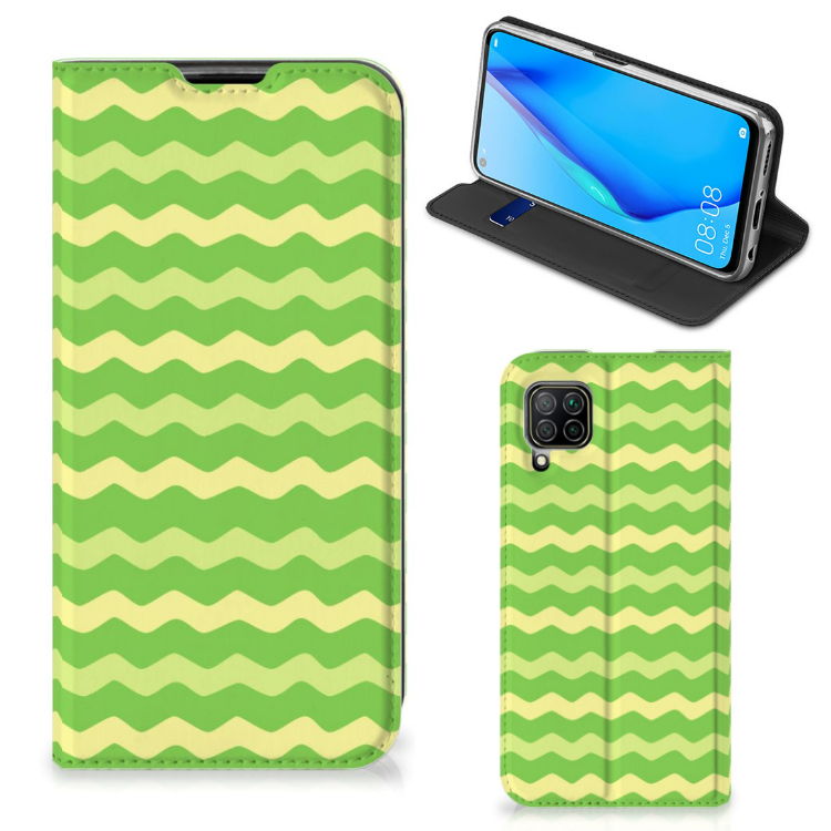 Huawei P40 Lite Hoesje met Magneet Waves Green - B2C Telecom