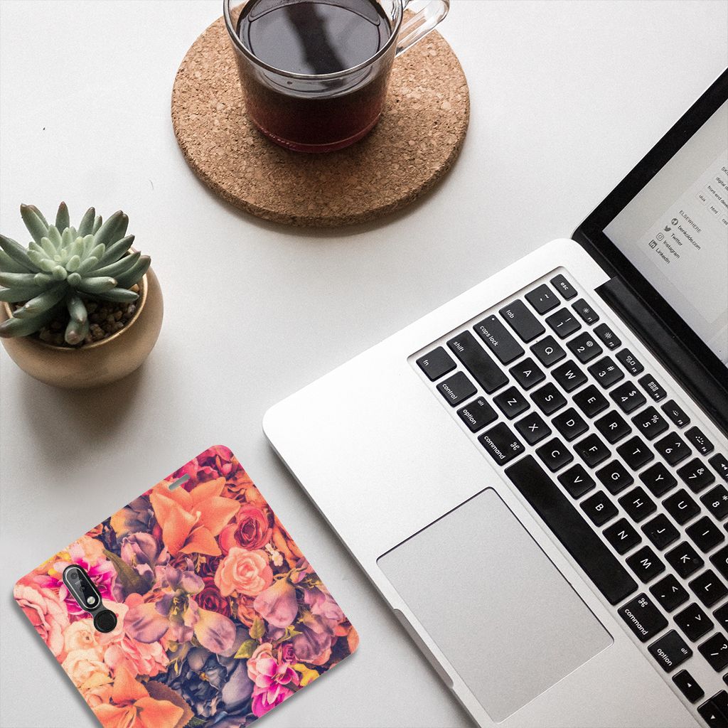 Nokia 7.1 (2018) Smart Cover Bosje Bloemen
