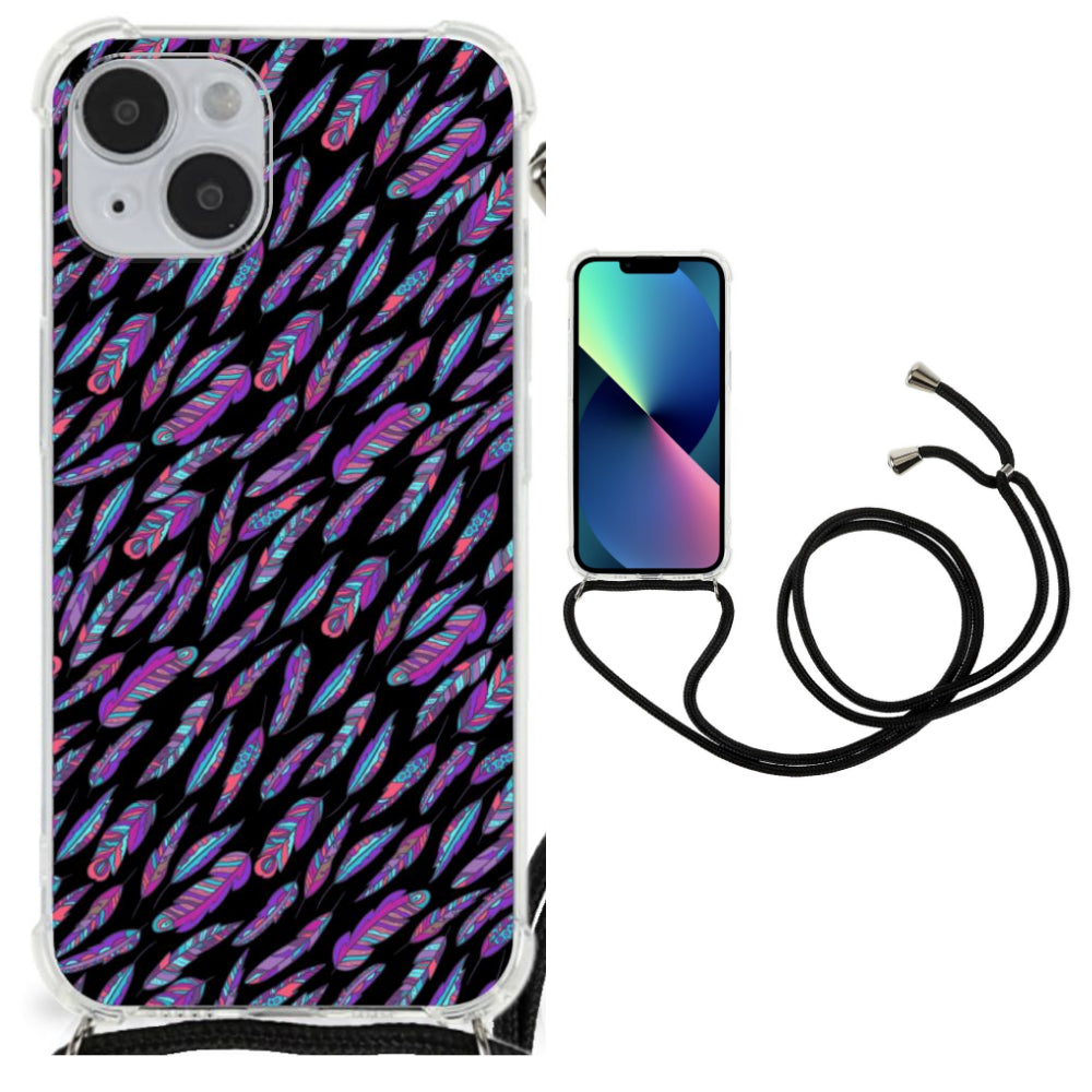 iPhone 14 Plus Doorzichtige Silicone Hoesje Feathers Color