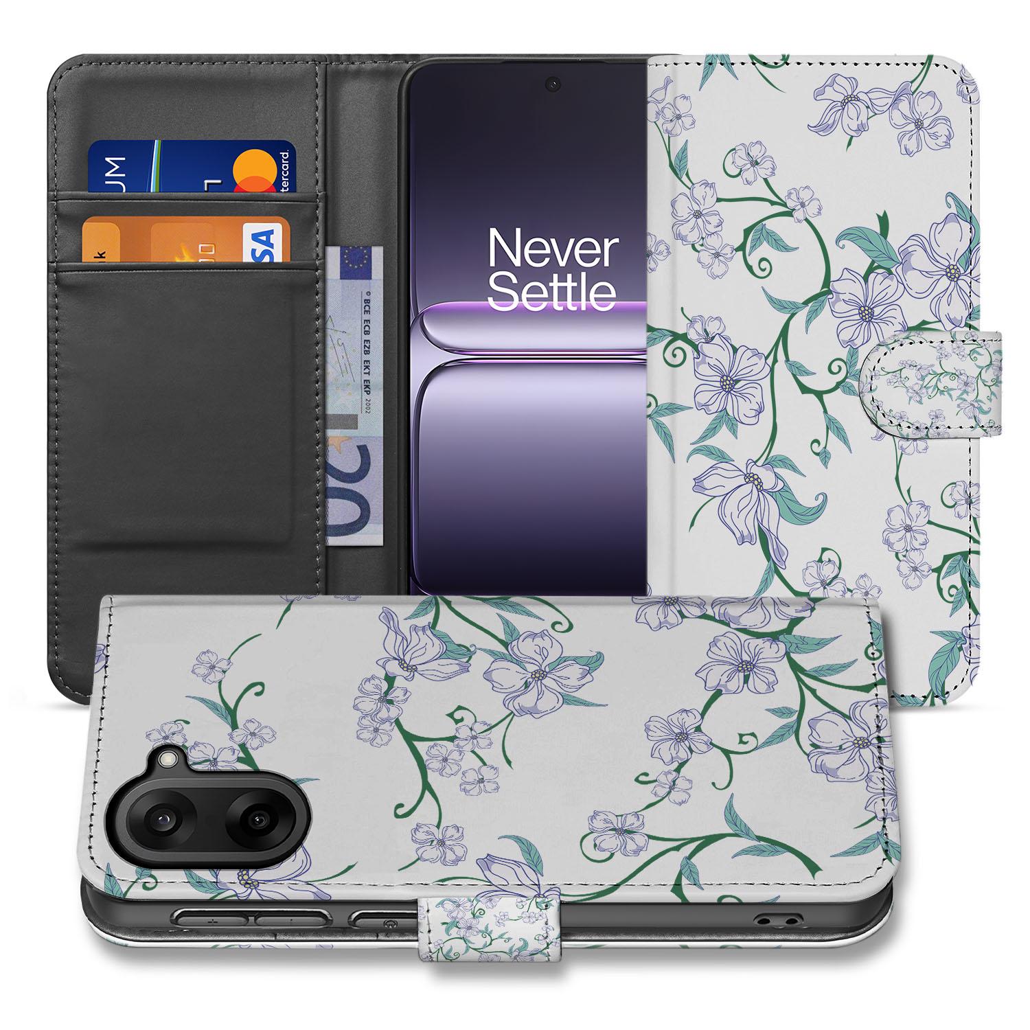 Blossom White Design Hoesje voor OnePlus Nord CE 5 Book Case met Pasjeshouder voorkant en achterkant