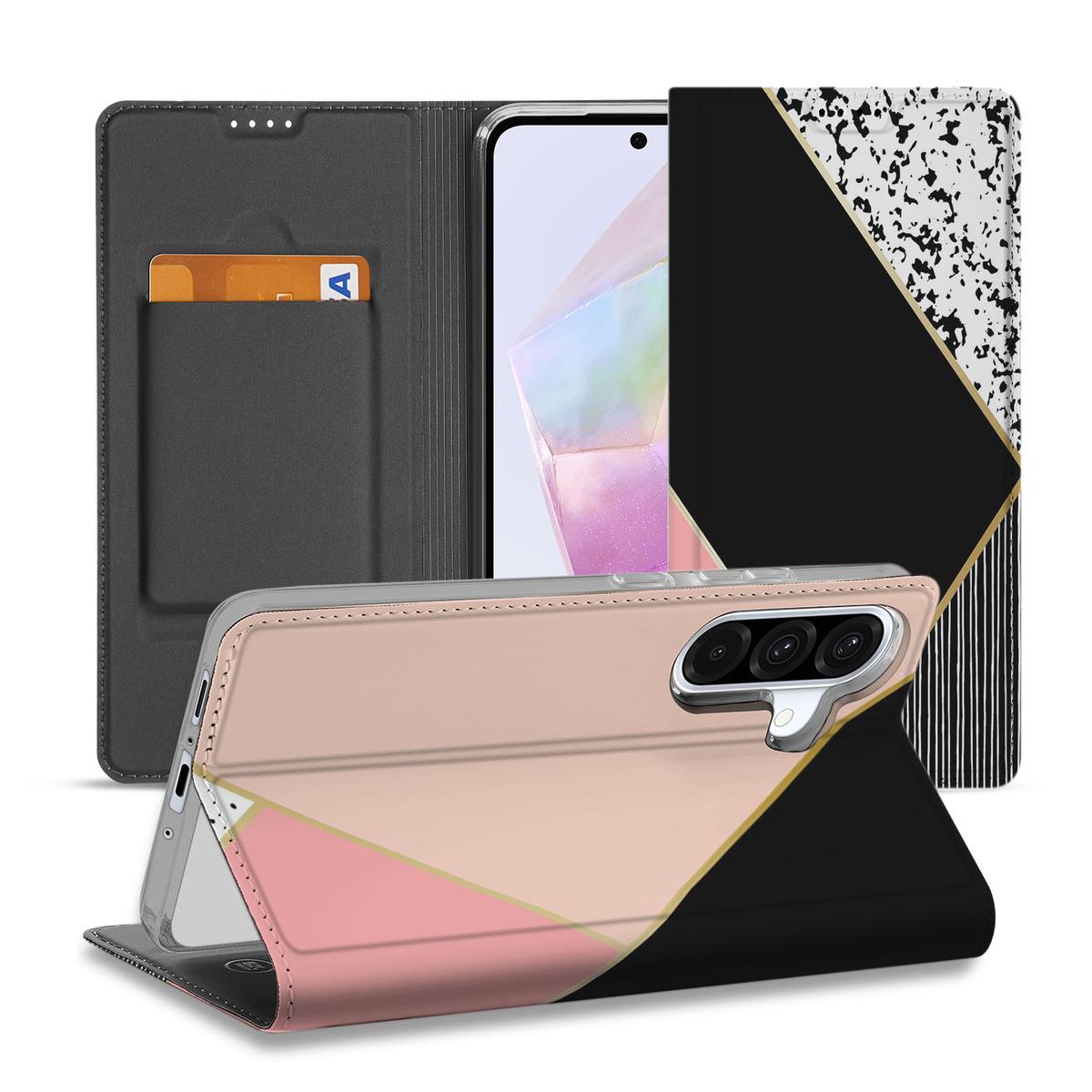 Samsung Galaxy A56 A36 Hoesje Black Pink Shapes positie 1