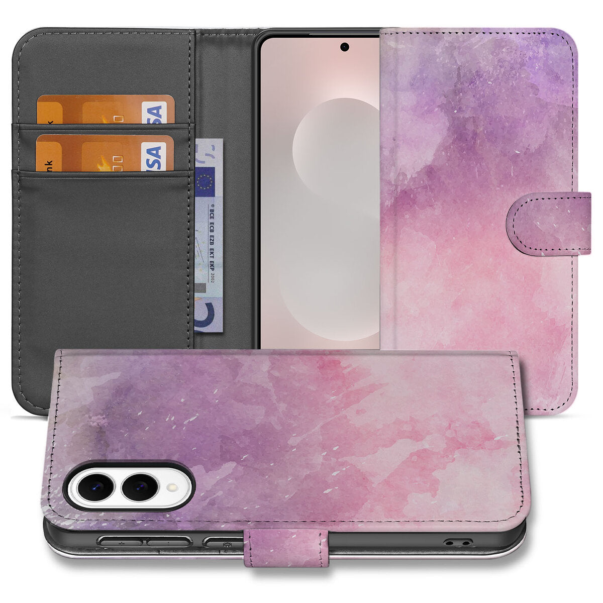 Hoesje Samsung Galaxy S25 Edge Pink Purple Paint met luxe kunstleer en stijlvolle bescherming.