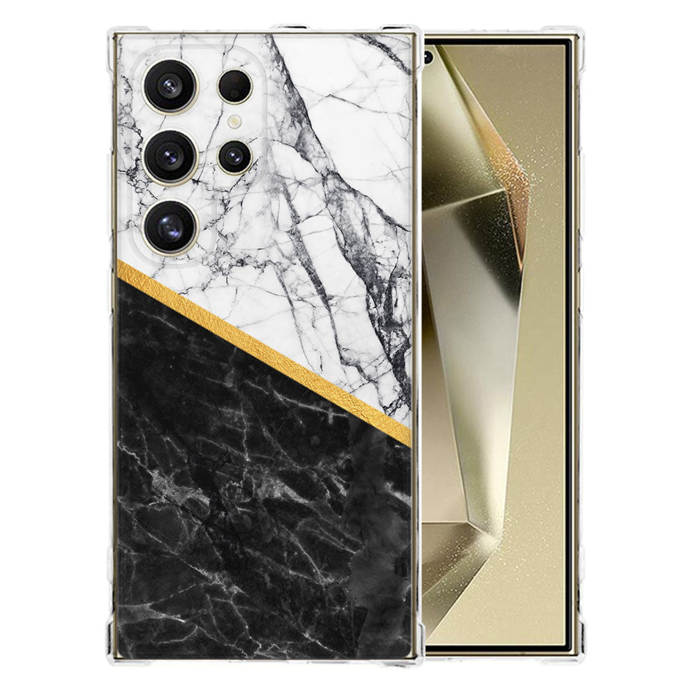 Samsung Galaxy S25 Ultra Hoesje - Marble White Black TPU Antishock