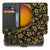 Gouden Bloemen Design Samsung Galaxy Xcover 7 Pro Book Case Portemonnee Hoesje voorkant achterkant