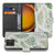 Bladeren Lichtgroen Samsung Galaxy Xcover 7 Pro Bookcase Hoesje design witte bladeren vooraanzicht