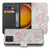Samsung Galaxy Xcover 7 Pro Lovely Flowers Roze Wit Bookcase Hoesje voorkant achterkant design