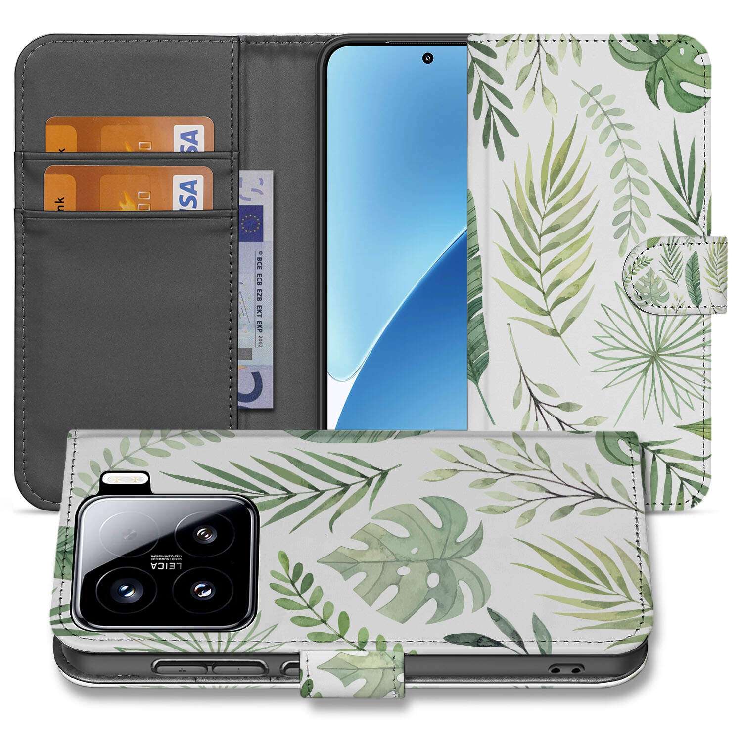 Xiaomi 15 Book Case ‘Leaves’ – Natuurlijke Bescherming met Stijl