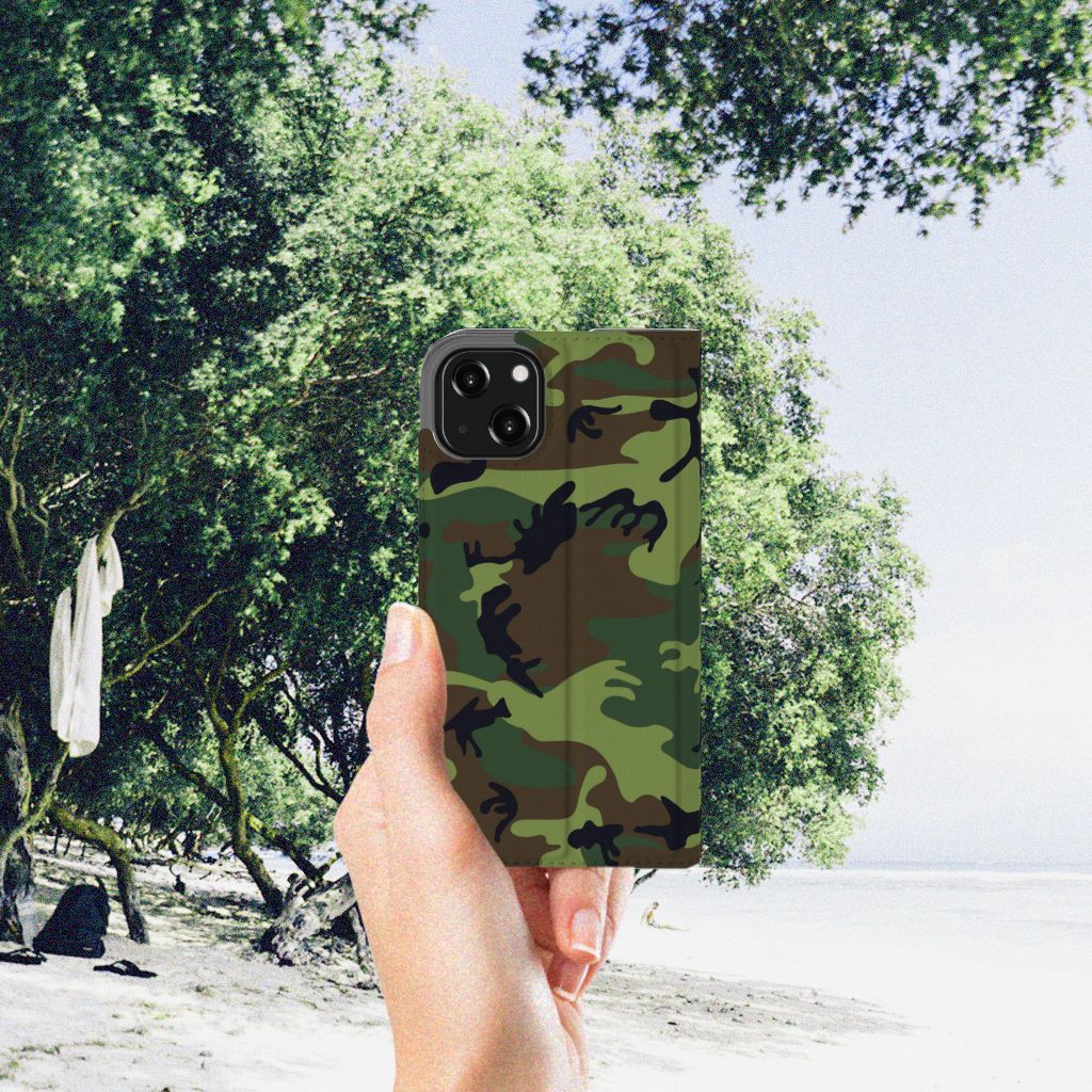 iPhone 13 Hoesje met Magneet Army Dark