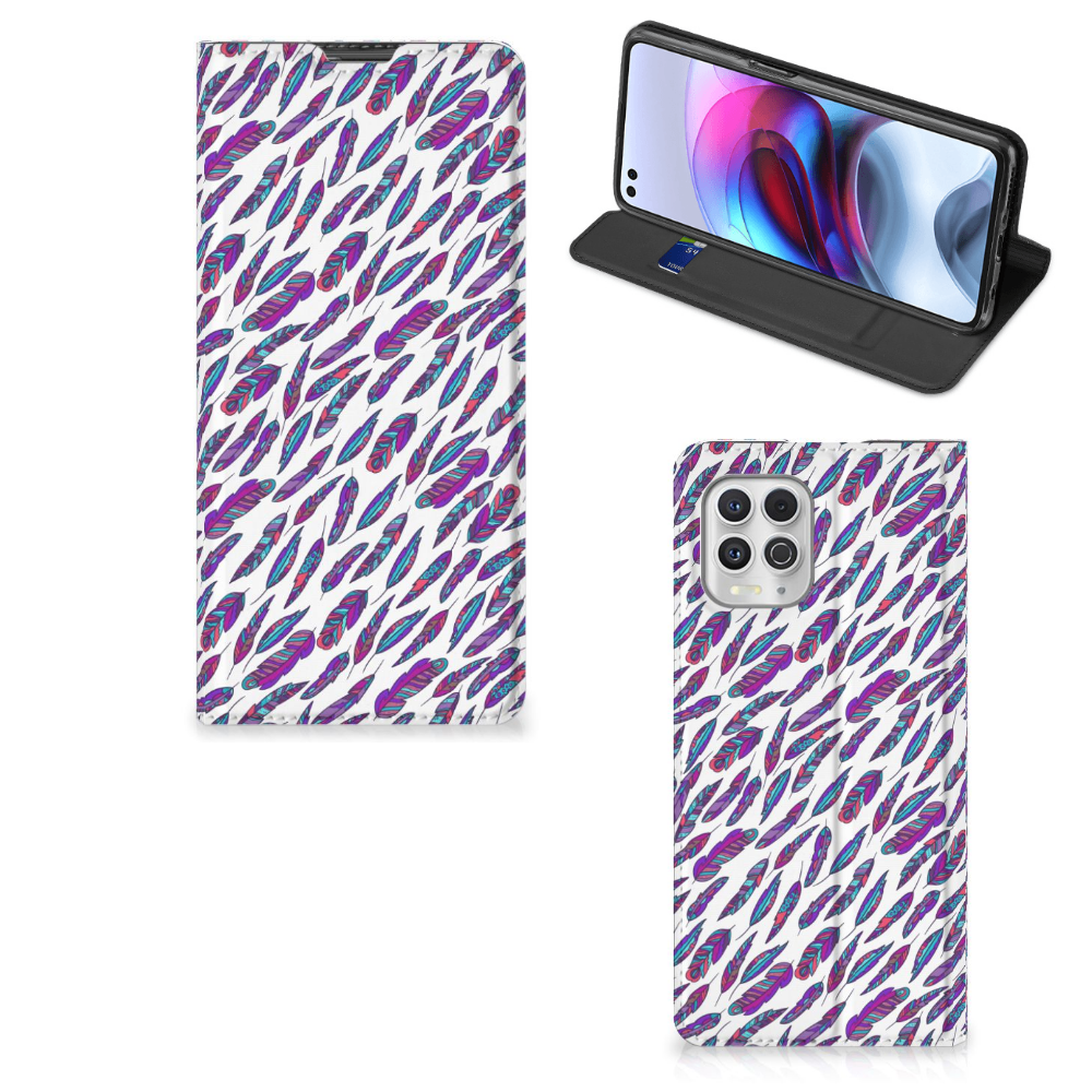 Motorola Moto G100 Hoesje met Magneet Feathers Color - B2C Telecom