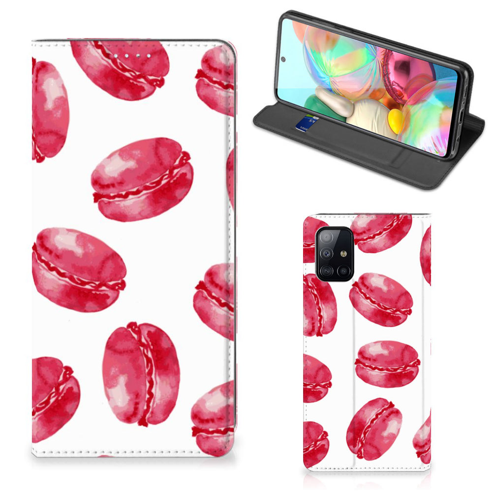 Samsung Galaxy A71 Flip Style Cover Pink Macarons