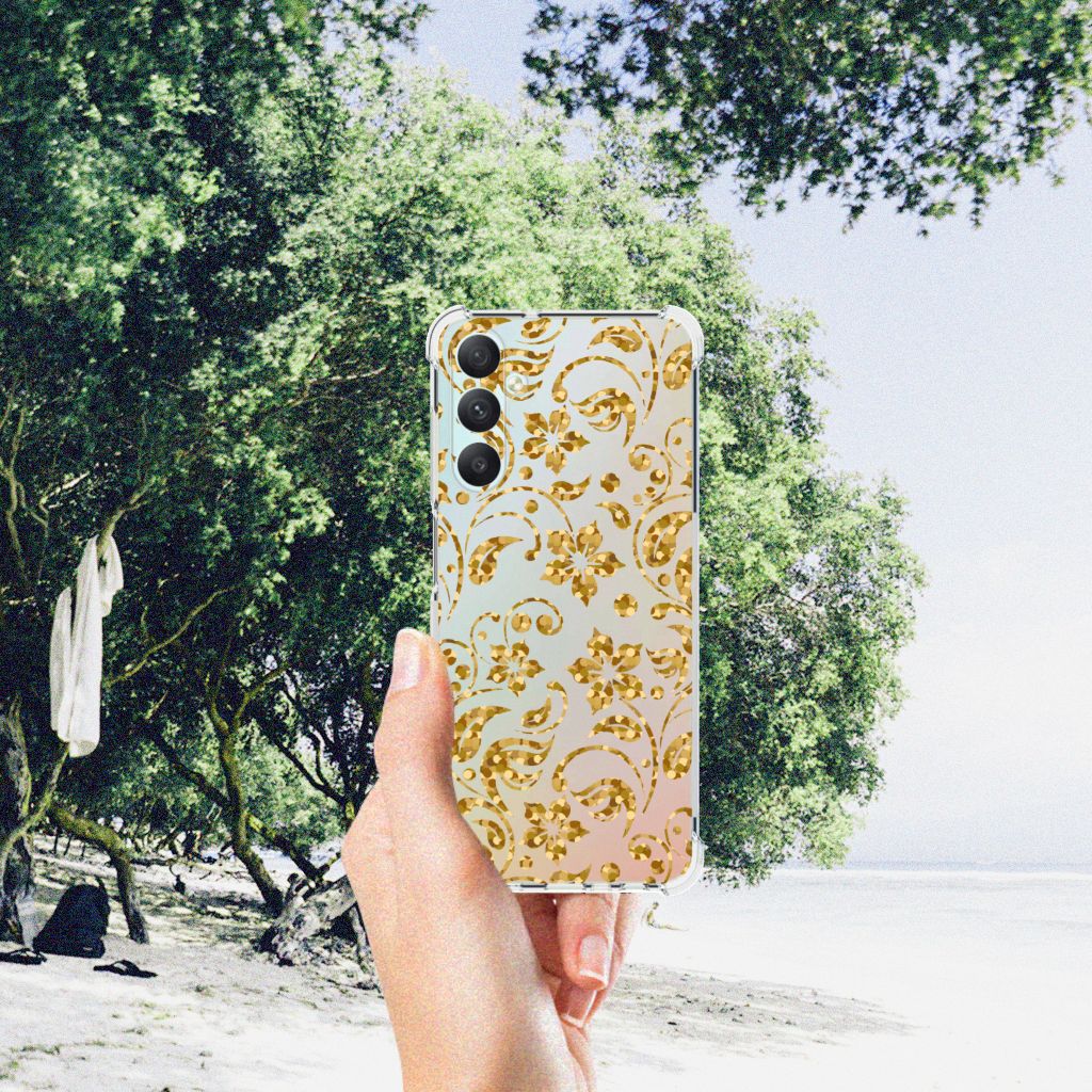 Samsung Galaxy A05s Case Gouden Bloemen B2C Telecom
