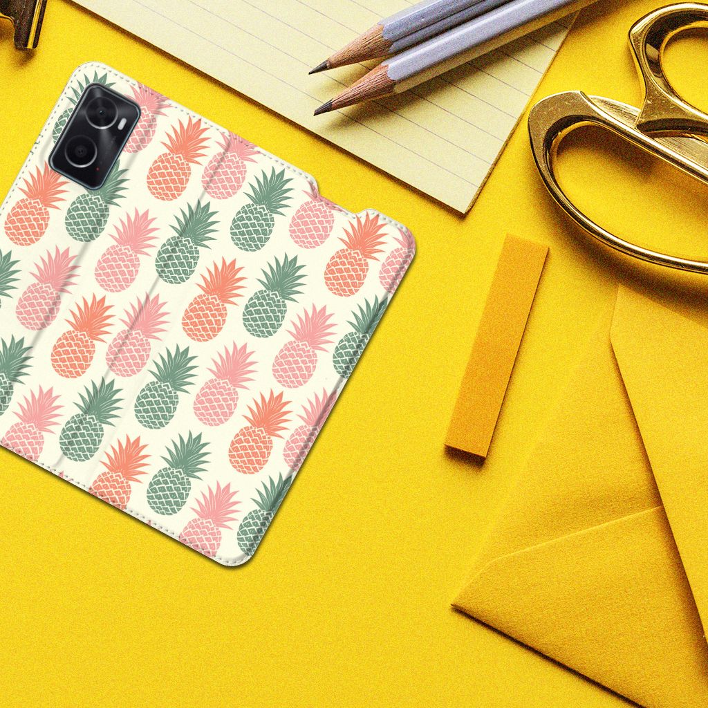 OPPO A96 | A76 Flip Style Cover Ananas - B2C Telecom