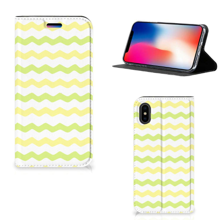 Apple iPhone X | Xs Hoesje met Magneet Waves Yellow