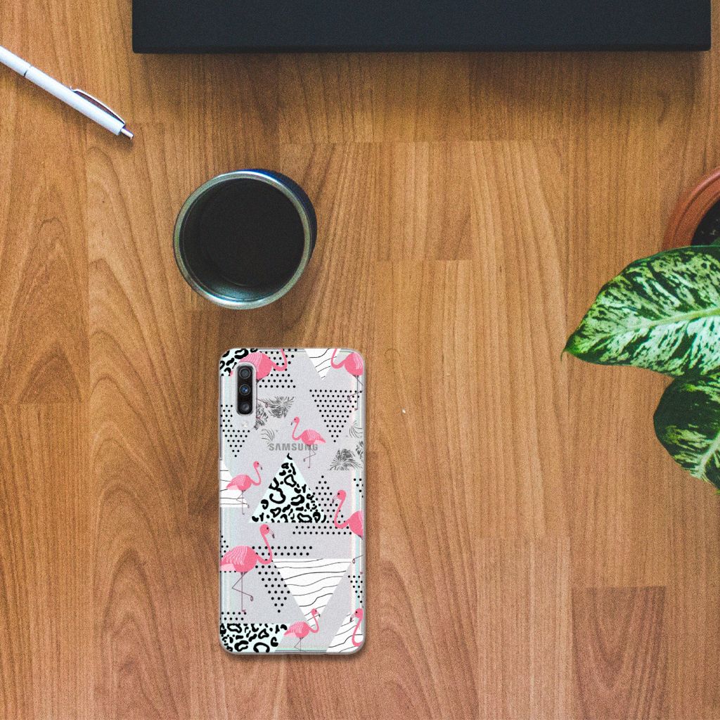 Samsung Galaxy A70 TPU Hoesje Flamingo Triangle