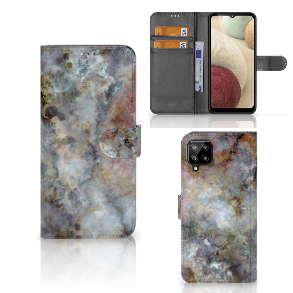 Samsung Galaxy A12 Bookcase Marmer Grijs